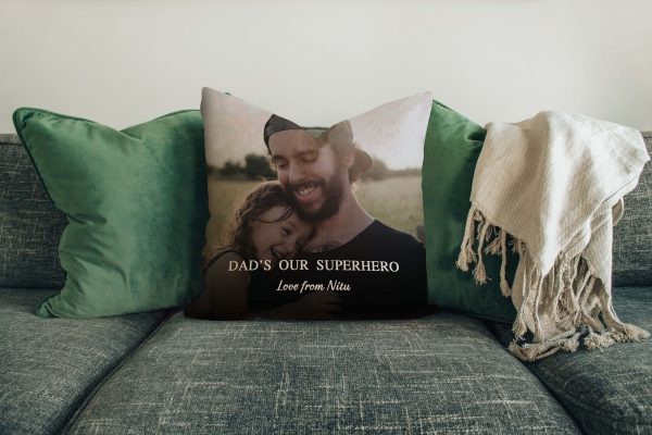 Dad's Our Superhero Personalized Cushion