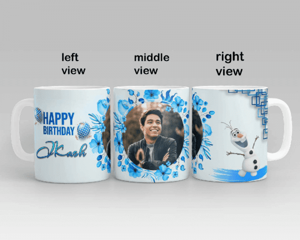 Blue flower Happy Birthday Personalized Mug