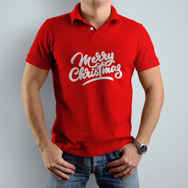 Red Christmas Polo T-Shirts for Men