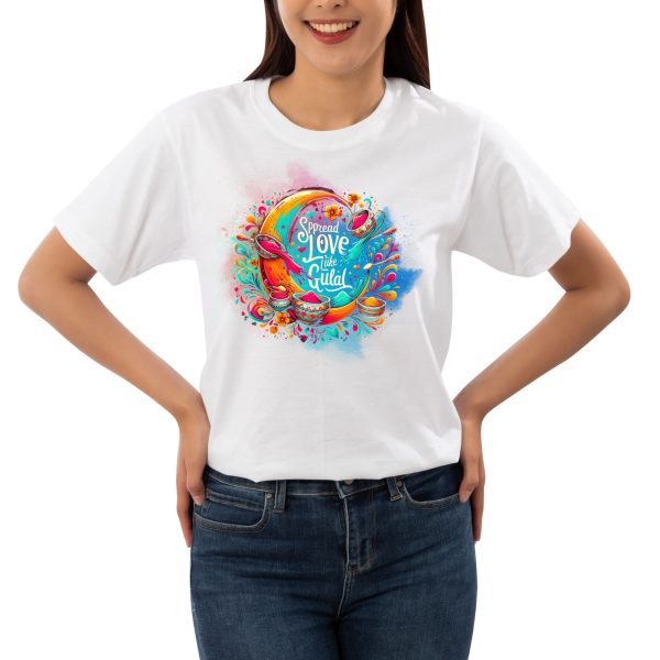 Holi women's t-shirt, Blossom Burst tee, Vibrant Verve shirt, Festival floral garment, Colorful Holi tee.