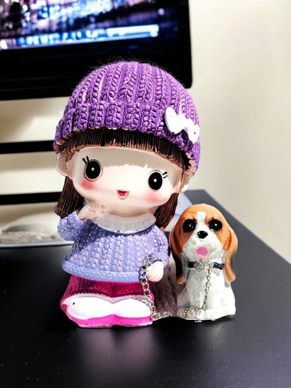 Cute Girl with Puppy Valentine's Showpiece: Heartwarming gift symbolizing love and companionship, perfect for Valentine's Day.